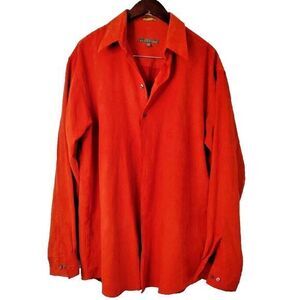 Kenneth Cole Shirt Men L Polyester Faux Suede Feel Button Up Long Sleeves Travel